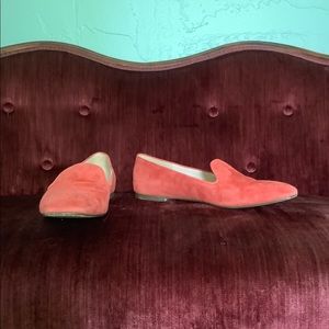 Red suede loafers